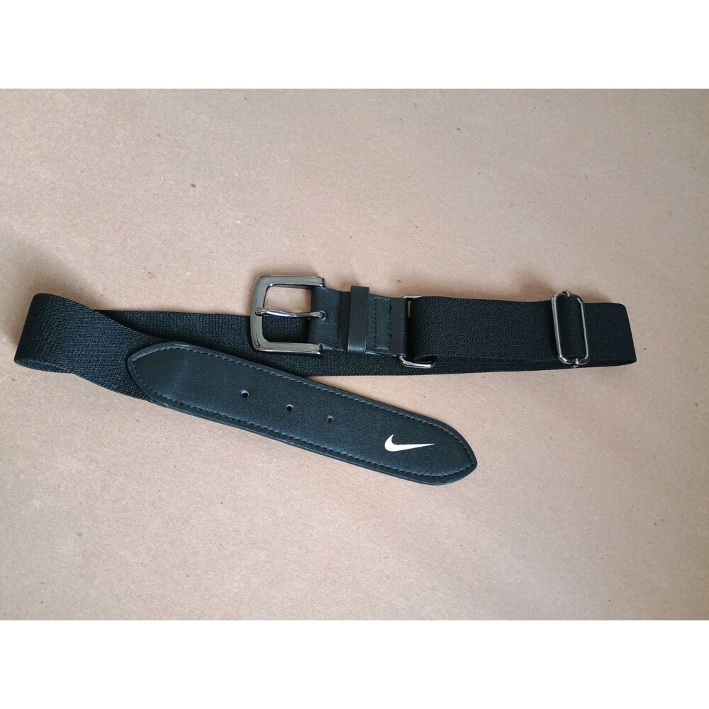 Nike Baseball Men's Belt Stretch Black  Swoosh Football Elastic Adjustable OneSz